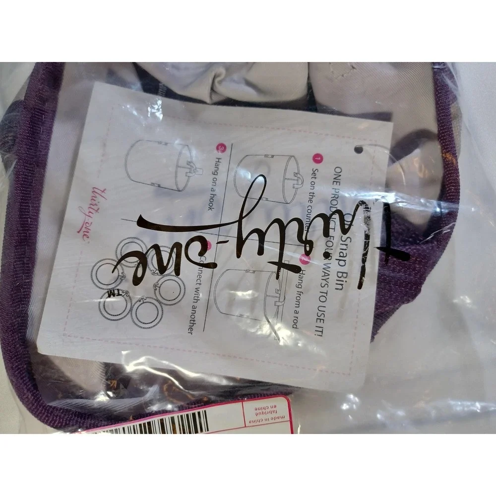 Thirty-One Oh-Snap Bin Small‎ Purple Round Canvas Hanging Basket Organizer
